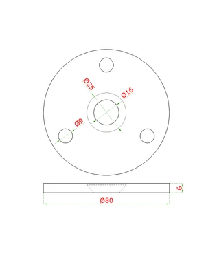 Kotevní deska ø 80 mm na dřevěný sloup, broušená AISI 304 - slide 3