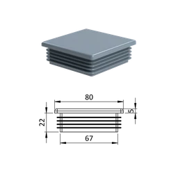 Krytka plastová 80 x 80 mm, sivá