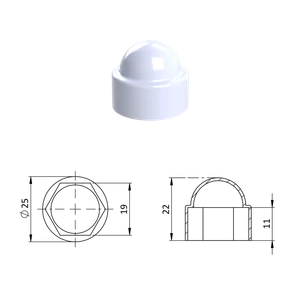 Krytka plastová na matice a skrutky M12, biela - slide 0