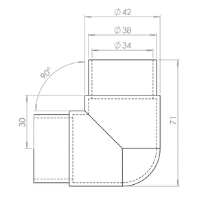Spojka rohová na trubku ø 42,4 mm, broušená AISI 316 - slide 1