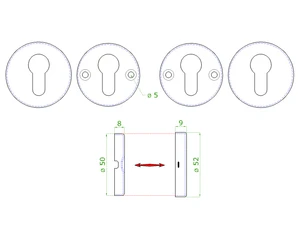 Okrúhla rozeta na cylindrickú vložku, brúsená AISI 304 - slide 2