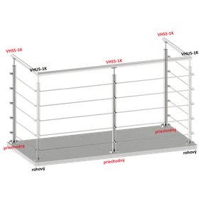 Nerezový sloup, vrchní kotvení, 5řadový průchozí - slide 1