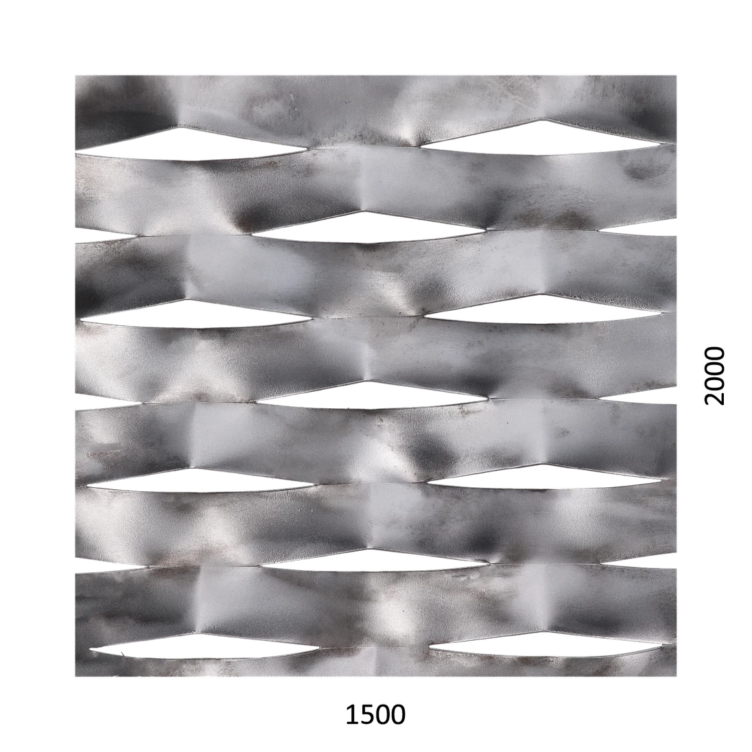 Tahokov Fe kosočtvercová oka: 114x53 mm, můstek: 24 mm (1500x2000x1,5 mm)