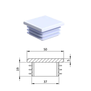 Krytka plastová 50 x 50 x 3 - 5 mm, biela - slide 0