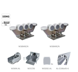 Samonos do 320 kg/5 m, profil 95 x 106  mm, hliník