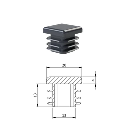 Krytka plastová 20 x 20 mm, antracit
