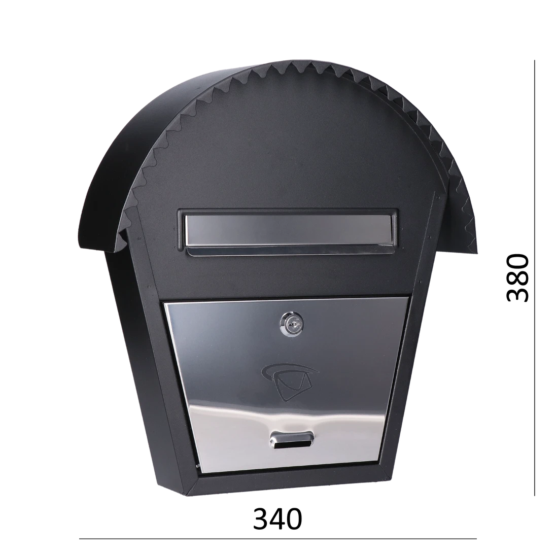 DOPRODEJ! Poštovní schránka  (340x380x75 mm) nerez/černá, max. formát listu: B6, leštěná nerez /AISI430