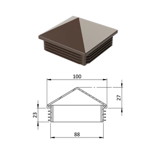 Krytka plastová so strieškou 100 x 100 mm, hnedá - slide 0