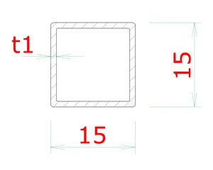 Profil 15 x 15 x 1,5 x 6000 mm, brúsená nerez AISI 304 - slide 1