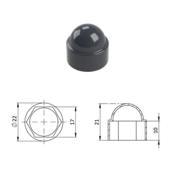 Krytka plastová na matice a skrutky M10, antracit