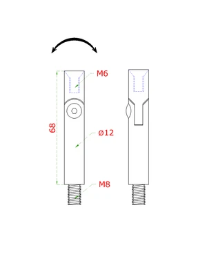 Čap s kĺbom ø 12 mm, L = 68 mm, leštená nerez AISI 304 - slide 1