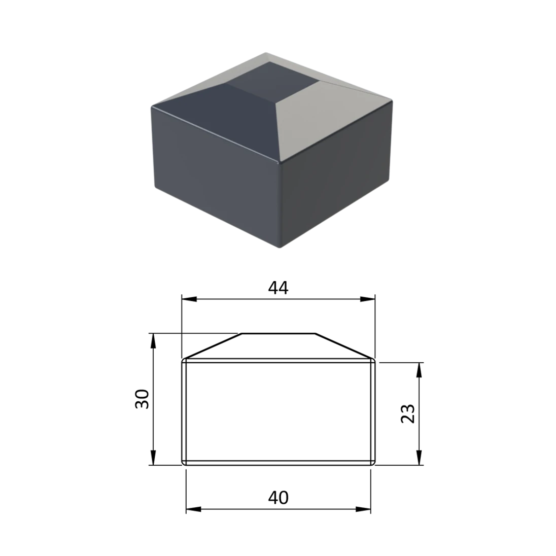 Vonkajšia krytka 40 x 40 mm, plastová PE