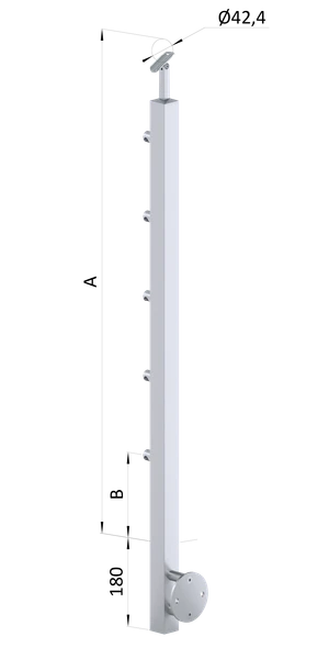 Nerezový stĺp, bočné kotvenie, 5-radový priechodný, vonkajší - slide 0