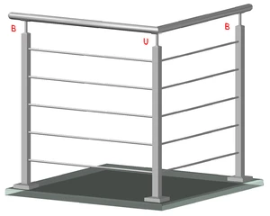 Nerezový stĺp, vrchné kotvenie, 5-dierový rohový - slide 1