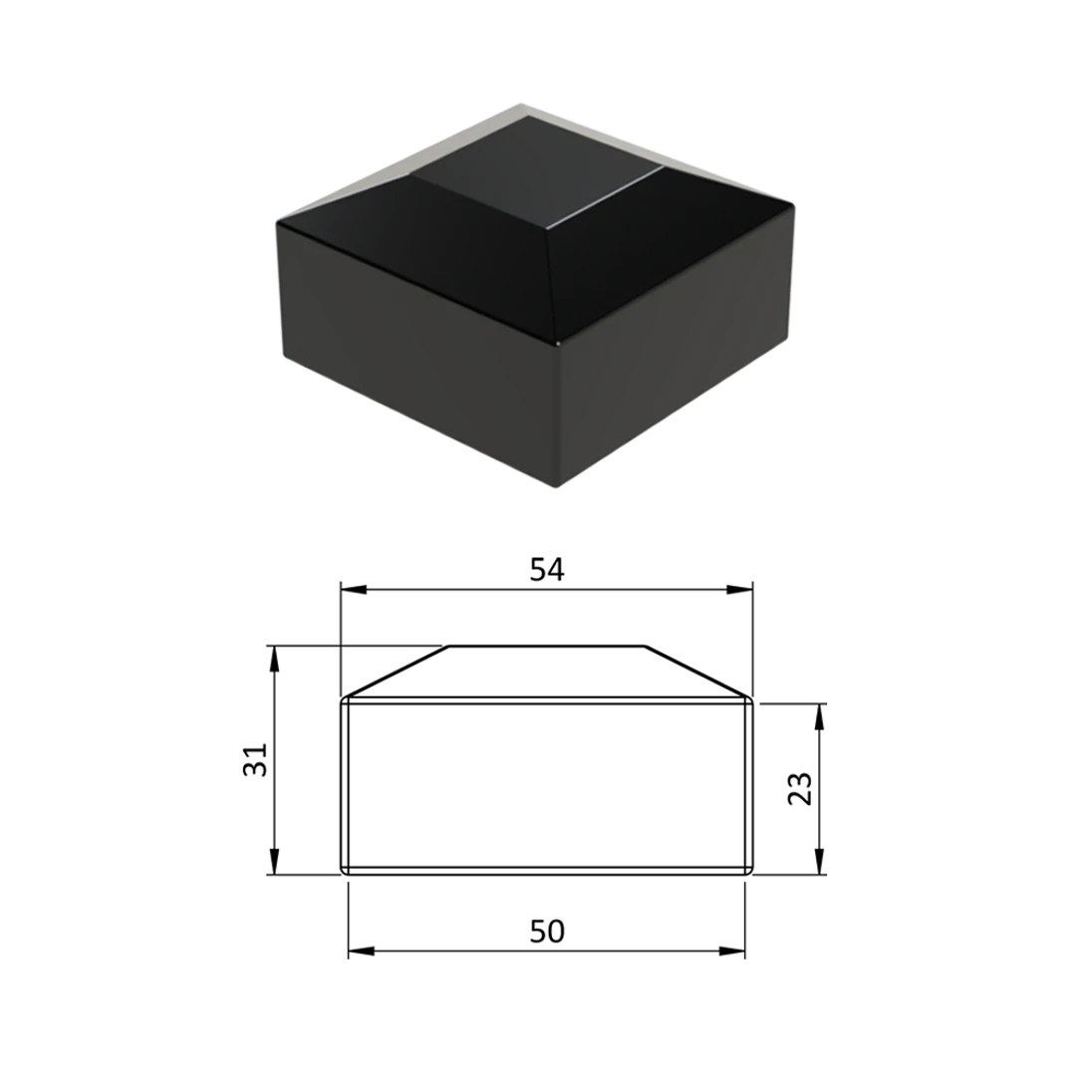 Vonkajšia krytka 50 x 50 mm, plastová PE