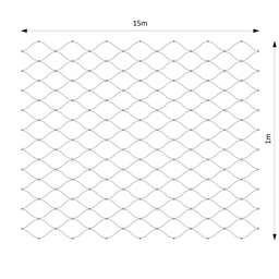 Lanková sieť, 1 x 15 m, oko 40 x 40 mm, ø 2 mm, AISI 316