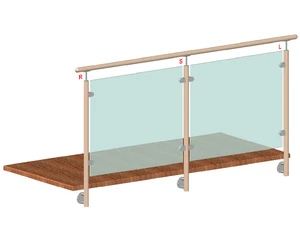 Dřevěný sloup, boční kotvení, výplň: sklo, průchozí - slide 1