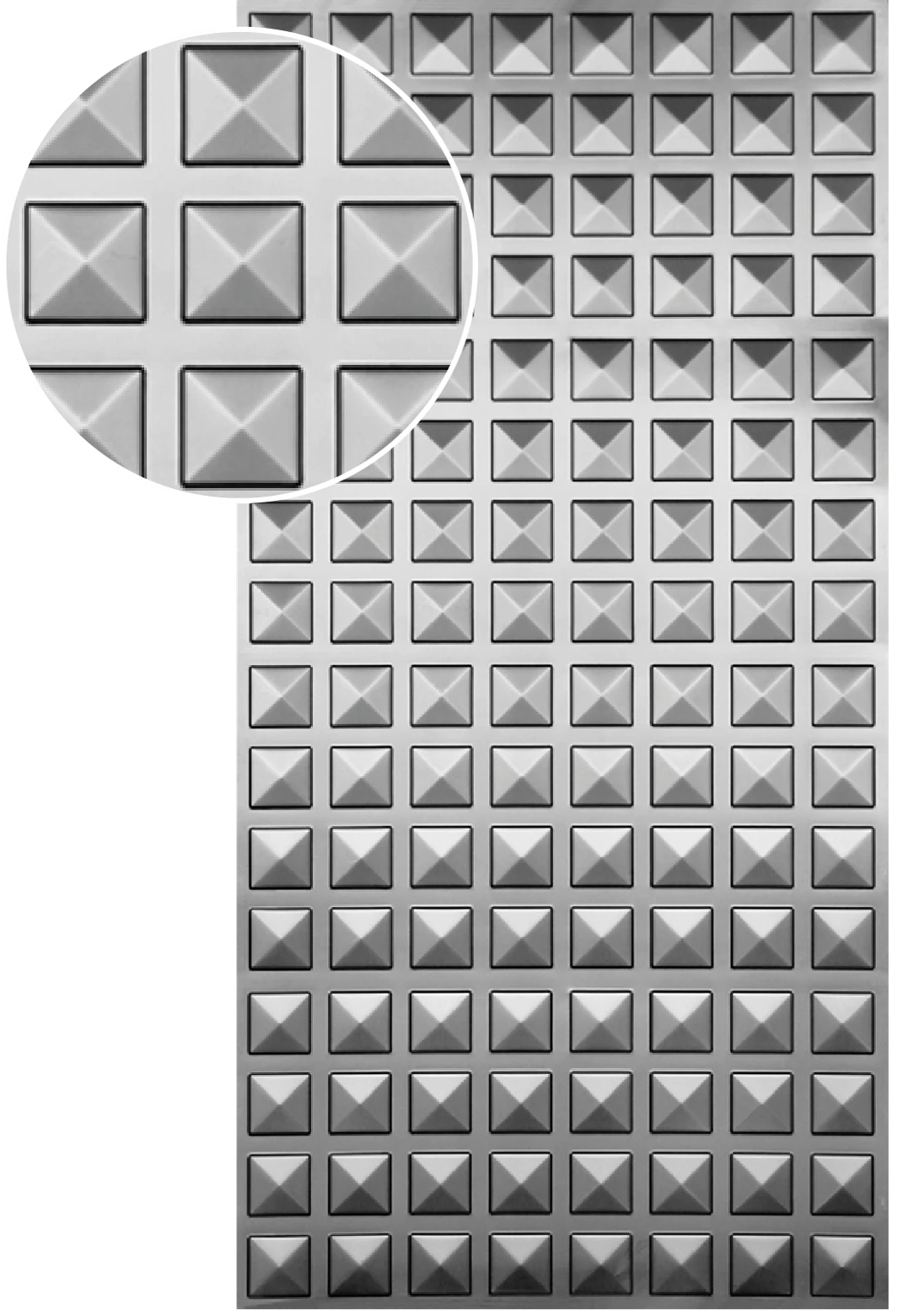 Plech pozinkovaný, 2000 x 1000 x 1,2 mm, 3D vzor štvorec