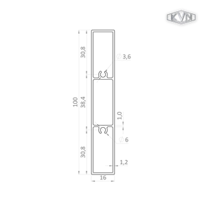 Profil 100 x 16 x 6000 mm, hliník štruktúra BUK - slide 1