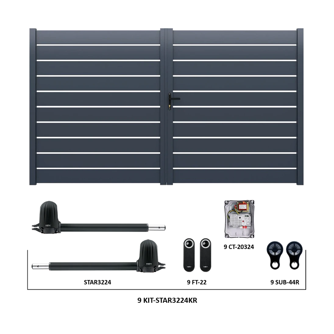 Krídlová brána, hliníková, 4000 x 1803 mm s pohonom STAR3224KR