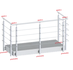 Nerezový sloup, boční kotvení, 4řadový průchozí, vnější - slide 1