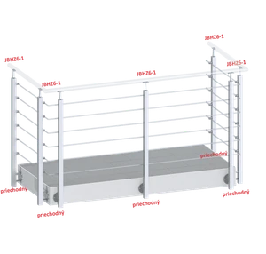 Nerezový sloup, boční kotvení, 6řadový průchozí, vnitřní - slide 1