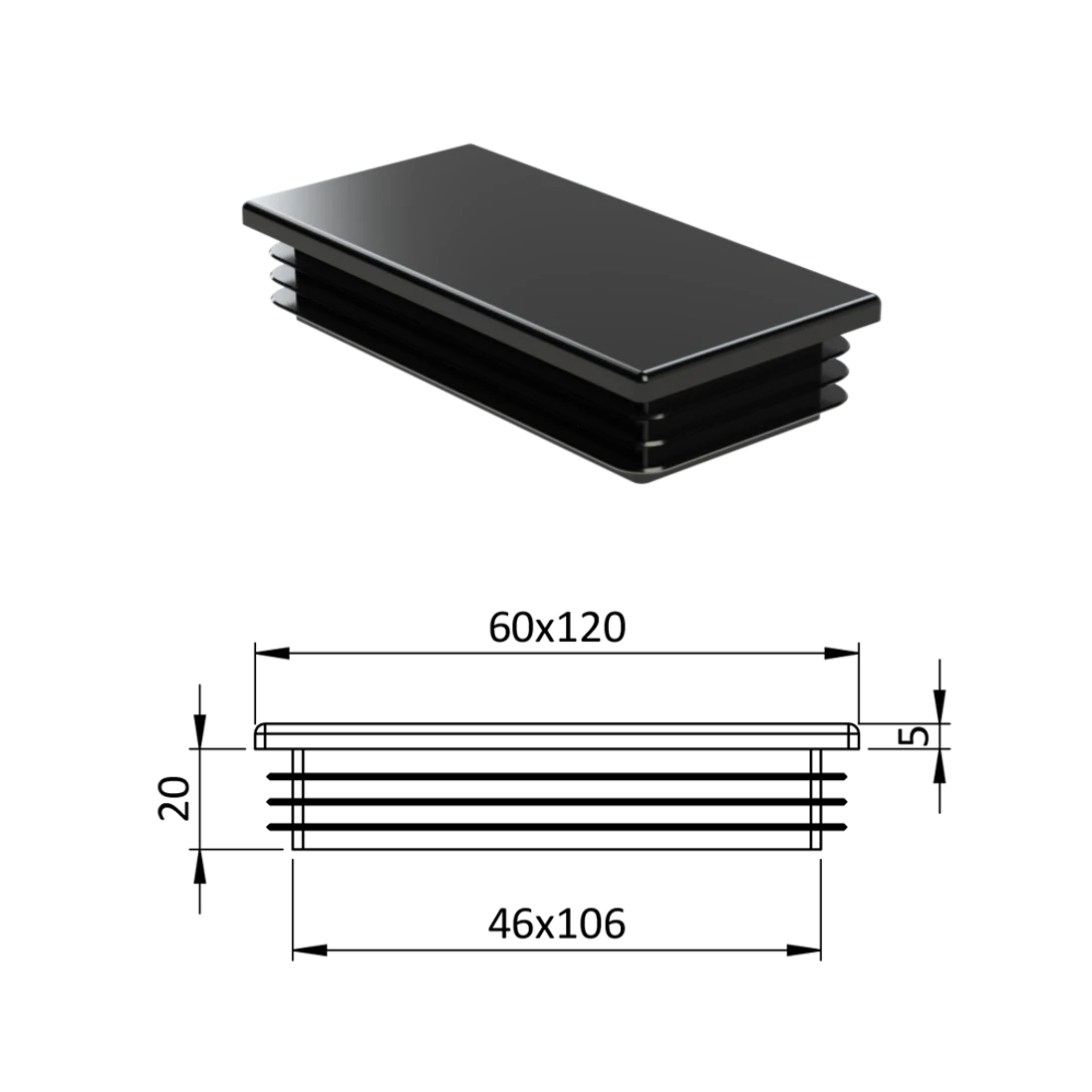 Krytka plastová 60 x 120 mm