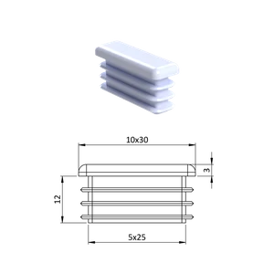 Krytka plastová 10 x 30 mm, biela - slide 0