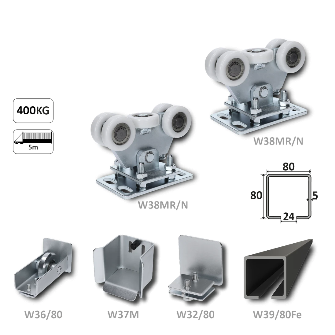 Samonos do 400 kg/5 m, profil 80 x 80 x 5 mm, Fe
