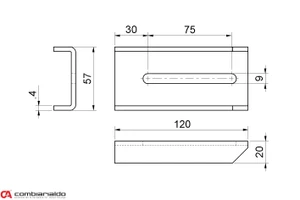 Fixačná platňa L = 120 mm na navarenie - slide 1
