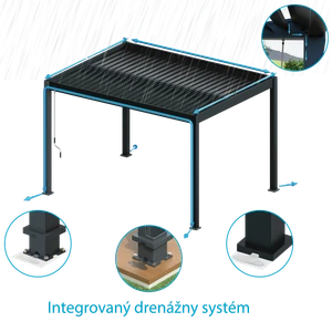 Bioklimatická pergola, hliníková 3 x 4 m, samostatne stojaca - slide 2