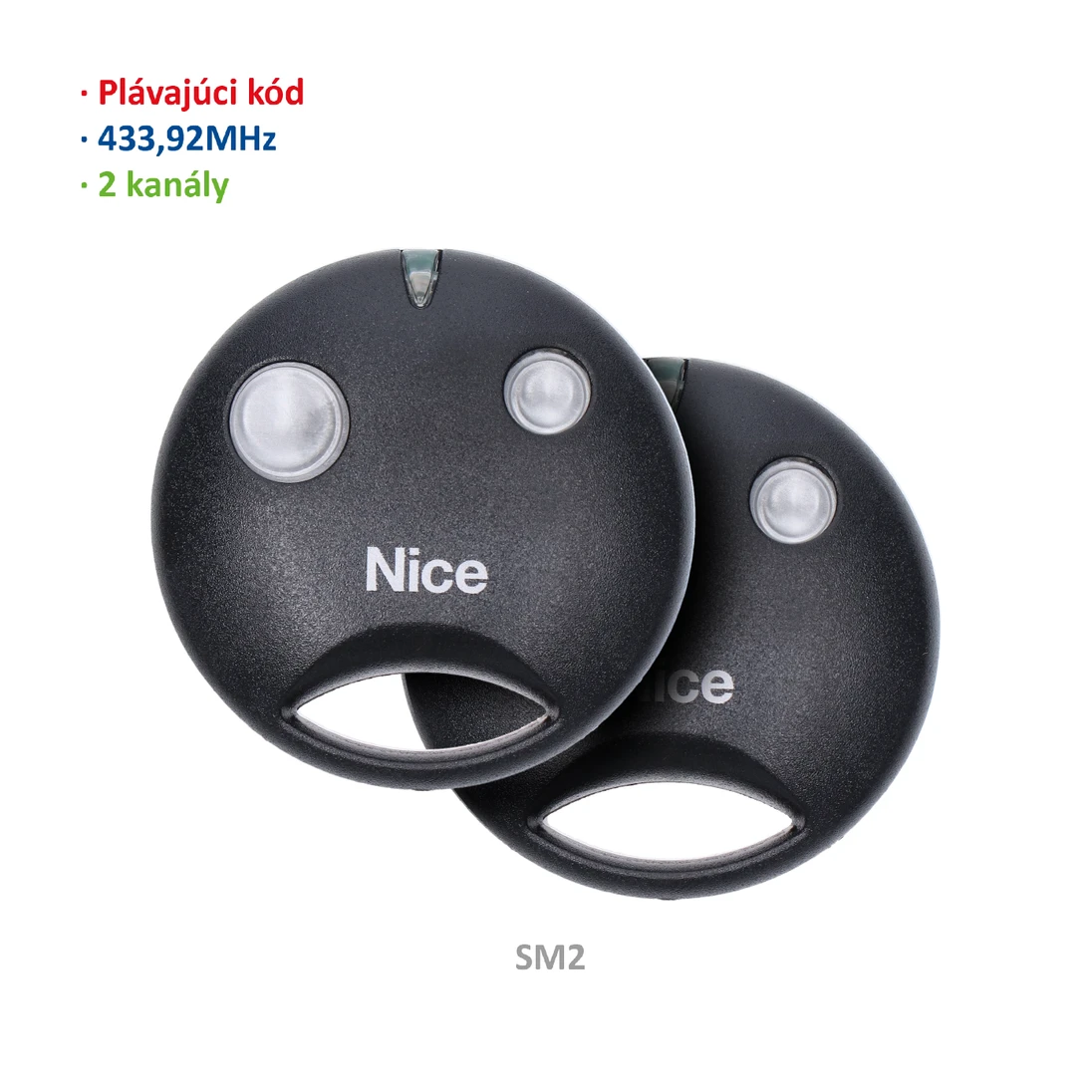 Vysílač 2kanálový, 433MHz, plovoucí kód, černý