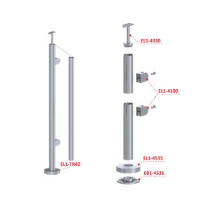 Nerezový sloup, vrchní kotvení, výplň: sklo, pravý - slide 2
