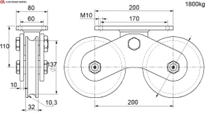Vodiaca kladka dvojložisková ø 160 mm, nosnosť 1800 kg, Zn - slide 1