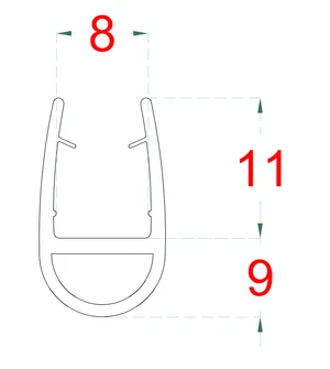 Plastové těsnění na sklo 8 mm, L = 2200 mm - slide 1