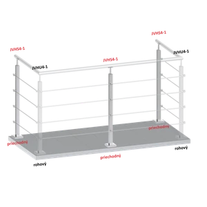 Nerezový stĺp, vrchné kotvenie, 4-radový priechodný - slide 1