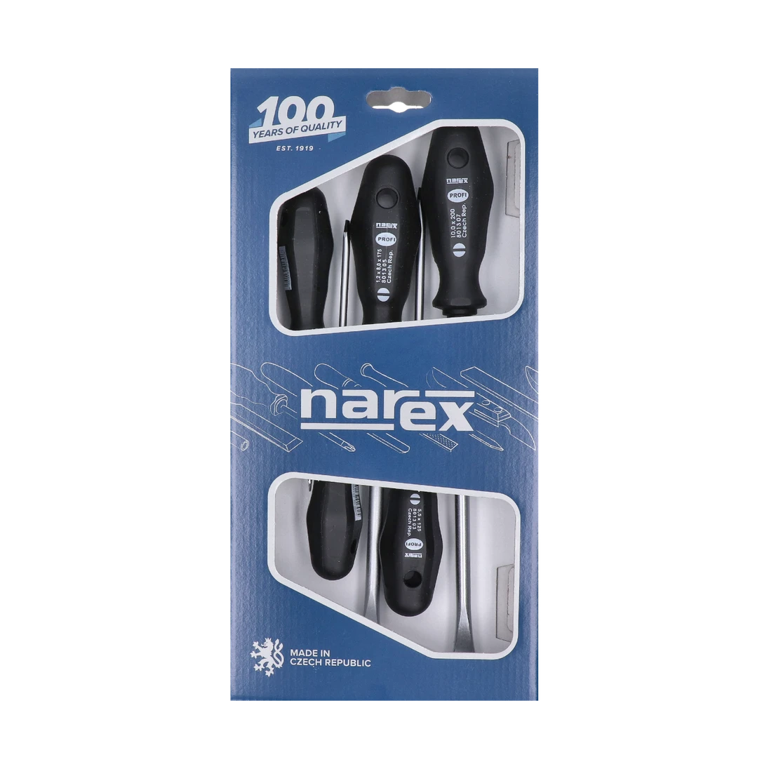 Sada profi šroubováků 5 dílná, výrobce NAREX, 3,0 x 75, 4,0 x 100, 5,5 x 125, 8,0 x 175, 10 x 200