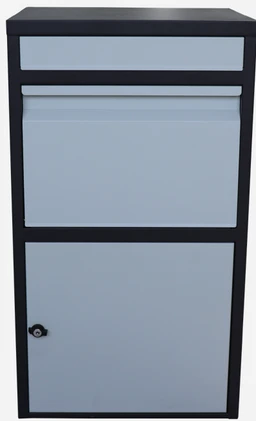 Box na balíky s přepadovou lištou, barva: černo/bílá