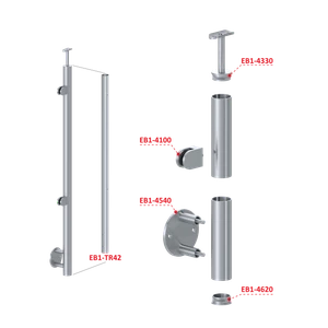 Nerezový stĺp, bočné kotvenie, výplň: sklo, ľavý - slide 2
