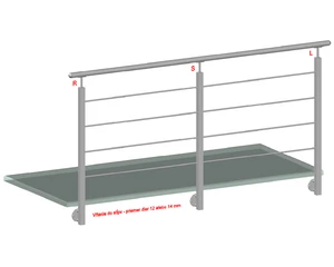 Nerezový stĺp, bočné kotvenie, 4-dierový koncový, ľavý - slide 1