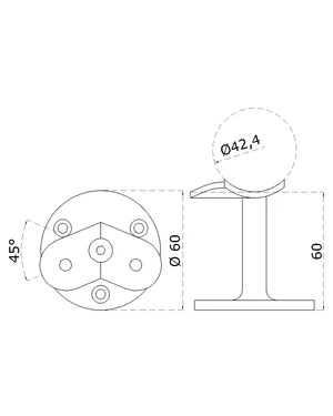Držiak madla ø 42,4 mm, 45° uhol, brúsená AISI 304 - slide 1