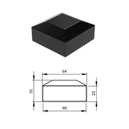 Vonkajšia krytka 60 x 60 mm, plastová PE, čierna