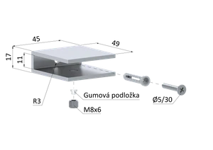 Držiak police pre sklo 8 - 10 mm, brúsená nerez AISI 304 - slide 2