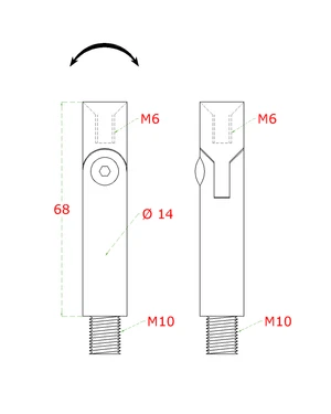 Čep s kloubem ø14mm, L-68mm, brousená nerez AISI304 - slide 1