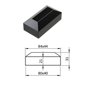 Vonkajšia krytka 40 x 80 mm, plastová PE, čierna - slide 0