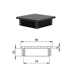 Krytka plastová 90 x 90 mm, čierna