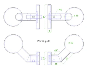 Koule s oválnou rozetou, pevná, broušená AISI304 - slide 2