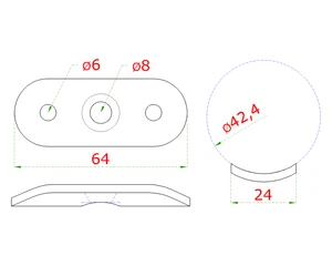 Nadpájacia platňa na trubku ø 42,4 mm, leštená AISI 304 - slide 1
