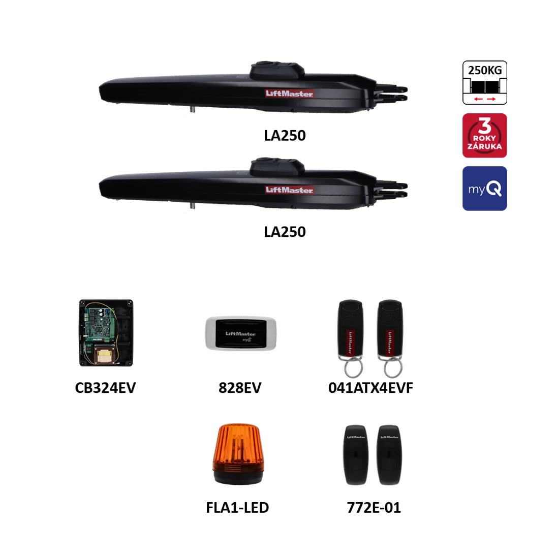 LiftMaster sada pro dvoukřídlovou bránu do 2,5 m/křídlo s myQ