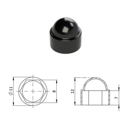 Krytka plastová na matice a skrutky M5, čierna